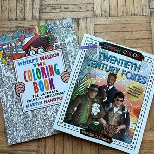 New, pristine condition colouring books - Where’s Waldo and 20th Century Foxes